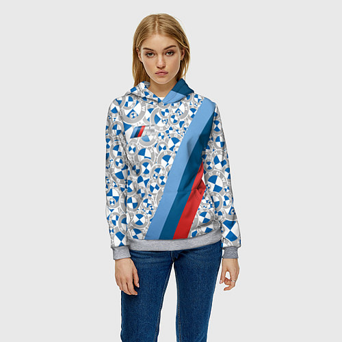 Женская толстовка BMW LOGO 2020 PATTERN M SPORT / 3D-Меланж – фото 3