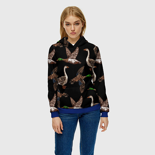 Женская толстовка Утки паттерн / 3D-Синий – фото 3