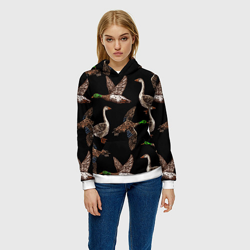 Женская толстовка Утки паттерн / 3D-Белый – фото 3