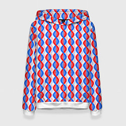Толстовка-худи женская Спирали ДНК, цвет: 3D-белый