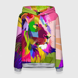 Толстовка-худи женская Lion abstraction, цвет: 3D-меланж