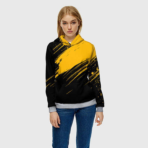 Женская толстовка Black and yellow grunge / 3D-Меланж – фото 3