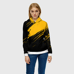 Толстовка-худи женская Black and yellow grunge, цвет: 3D-белый — фото 2