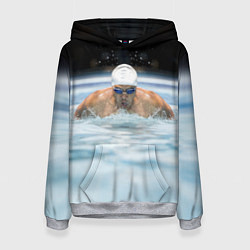 Толстовка-худи женская Плавание Пловец, цвет: 3D-меланж