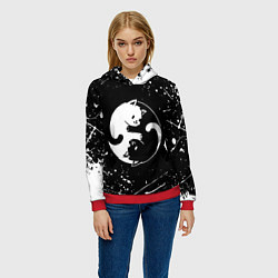 Толстовка-худи женская ИНЬ ЯНЬ КОТИКИ БРЫЗГИ И НИЧЕГО ЛИШНЕГО, цвет: 3D-красный — фото 2