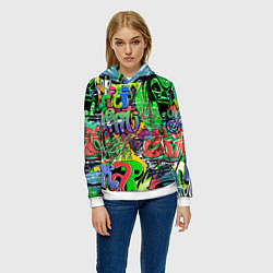 Толстовка-худи женская Граффити с черепами, цвет: 3D-белый — фото 2