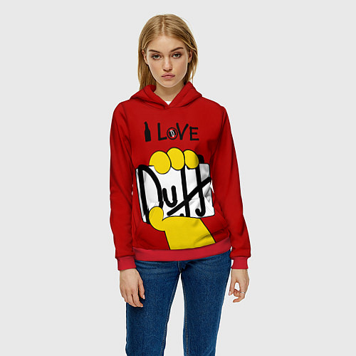 Женская толстовка I LOVE DUFF Симпсоны, Simpsons / 3D-Красный – фото 3