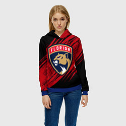 Толстовка-худи женская Florida Panthers, Флорида Пантерз, NHL, цвет: 3D-синий — фото 2