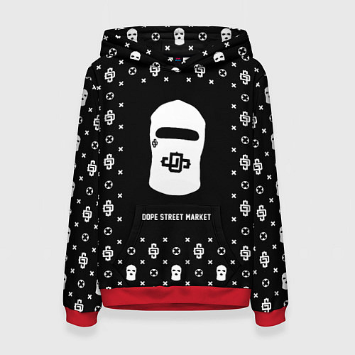 Женская толстовка Узор Black Dope Ski Mask Dope Street Market / 3D-Красный – фото 1