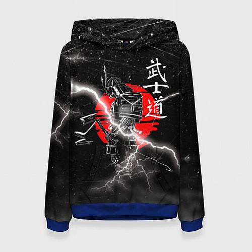 Женская толстовка Самурай Бусидо Иероглифы Samurai Lightning / 3D-Синий – фото 1