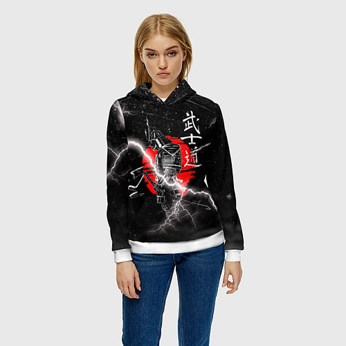 Женская толстовка Самурай Бусидо Иероглифы Samurai Lightning / 3D-Белый – фото 3