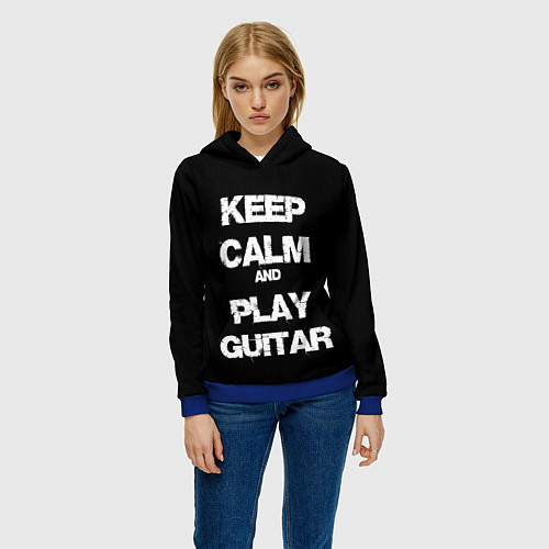 Женская толстовка KEEP CALM AND PLAY GUITAR / 3D-Синий – фото 3