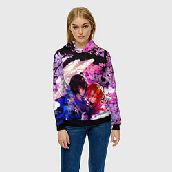 Толстовка-худи женская Чуя и дазай проза бродячих псов, цвет: 3D-черный — фото 2