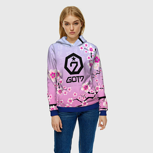 Женская толстовка GOT7 ЦВЕТЫ САКУРЫ / 3D-Синий – фото 3