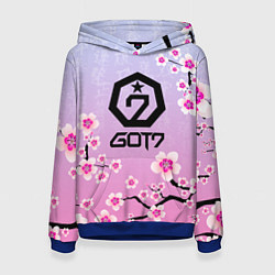 Толстовка-худи женская GOT7 ЦВЕТЫ САКУРЫ, цвет: 3D-синий