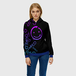 Толстовка-худи женская Neon Bored Half pattern, цвет: 3D-синий — фото 2