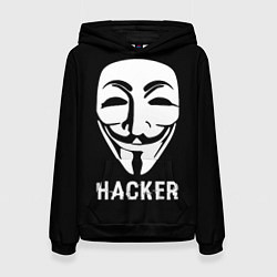 Толстовка-худи женская HACKER Маска V, цвет: 3D-черный