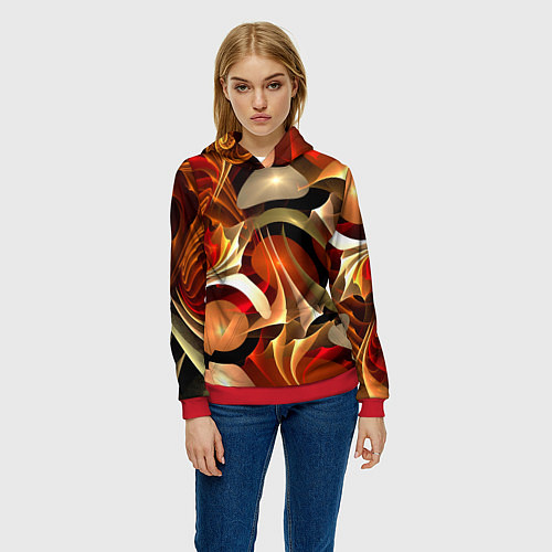 Женская толстовка Абстрактные цифровые спирали / 3D-Красный – фото 3