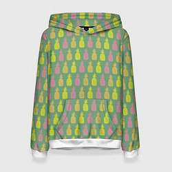 Толстовка-худи женская Шествие ананасов, цвет: 3D-белый