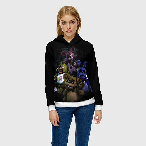 Женская толстовка Five Nights at Freddys - FNAF персонажи игры / 3D-Белый – фото 3