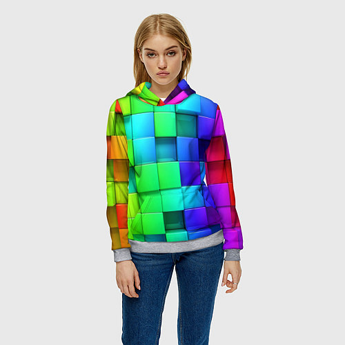 Женская толстовка Color geometrics pattern Vanguard / 3D-Меланж – фото 3