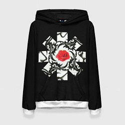 Толстовка-худи женская RHCP Logo Red Rose, цвет: 3D-белый