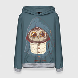 Толстовка-худи женская Совушка-в костюме акулы, цвет: 3D-меланж