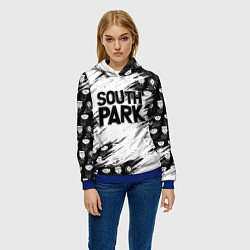Толстовка-худи женская Южный парк - персонажи и логотип South Park, цвет: 3D-синий — фото 2
