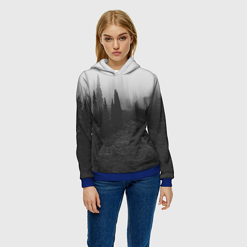 Женская толстовка Туманный лес - туман / 3D-Синий – фото 3