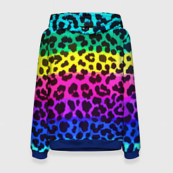 Толстовка-худи женская Leopard Pattern Neon, цвет: 3D-синий