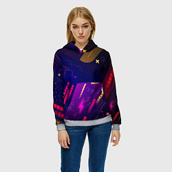 Толстовка-худи женская Cyber neon pattern Vanguard, цвет: 3D-меланж — фото 2