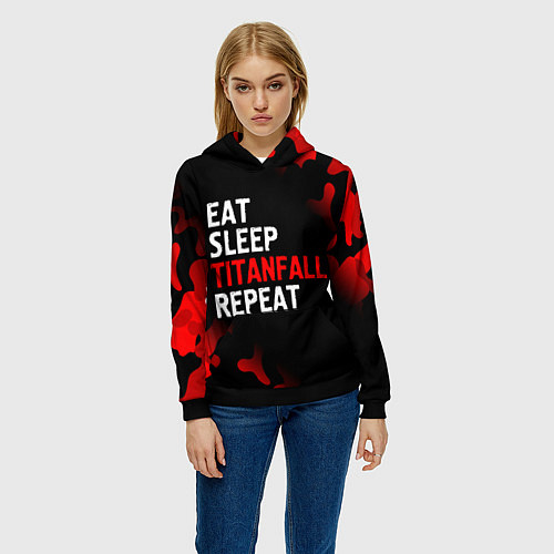 Женская толстовка Eat Sleep Titanfall Repeat Милитари / 3D-Черный – фото 3