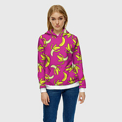 Толстовка-худи женская Banana pattern Summer Color, цвет: 3D-белый — фото 2