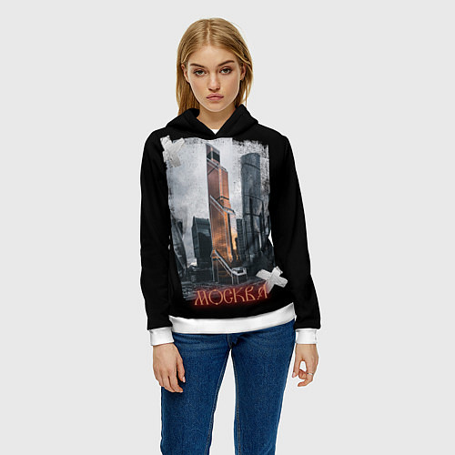 Женская толстовка Москоу Сити / 3D-Белый – фото 3