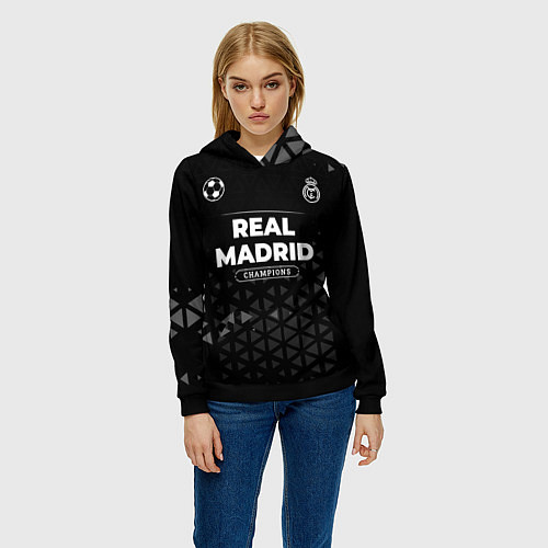 Женская толстовка Real Madrid Форма Champions / 3D-Черный – фото 3