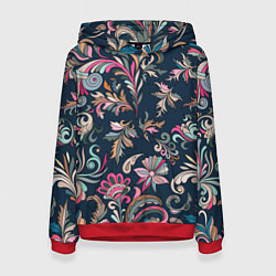 Толстовка-худи женская Холодная хохлома, цвет: 3D-красный