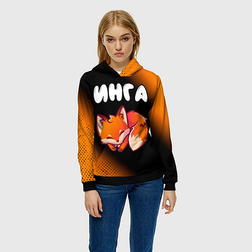 Женская толстовка Инга ЛИСИЧКА Минимализм / 3D-Черный – фото 3