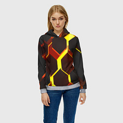 Толстовка-худи женская Лавовые Соты 3D, цвет: 3D-меланж — фото 2