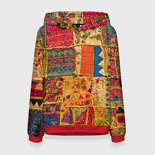Женская толстовка Пэчворк Лоскутное одеяло Patchwork Quilt / 3D-Красный – фото 1