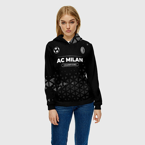 Женская толстовка AC Milan Форма Champions / 3D-Черный – фото 3