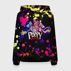 Толстовка-худи женская Poppy Playtime Huggy, Kissy, Poppy, Mommy Long Leg, цвет: 3D-черный