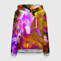 Толстовка-худи женская Красочный цветочный узор Лето Colorful Floral Patt, цвет: 3D-меланж