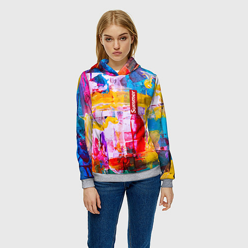 Женская толстовка Импрессионизм Лето Абстракция Impressionism Summer / 3D-Меланж – фото 3