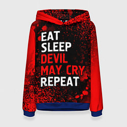 Толстовка-худи женская Eat Sleep Devil May Cry Repeat Арт, цвет: 3D-синий