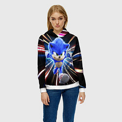 Толстовка-худи женская Speed Sonic, цвет: 3D-белый — фото 2