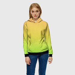 Толстовка-худи женская GRADIEND YELLOW-GREEN, цвет: 3D-черный — фото 2