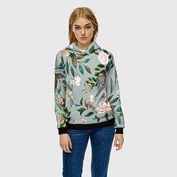 Толстовка-худи женская Цветы Цветочный Букет, цвет: 3D-черный — фото 2