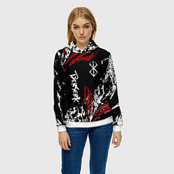 Толстовка-худи женская BERSERK BLACK MASK - БЕРСЕРК ЧЁРНАЯ МАСКА, цвет: 3D-белый — фото 2