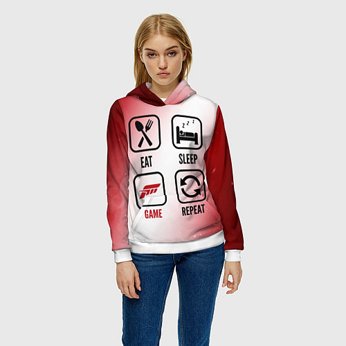 Женская толстовка Eat Sleep Forza Horizon Repeat / 3D-Белый – фото 3