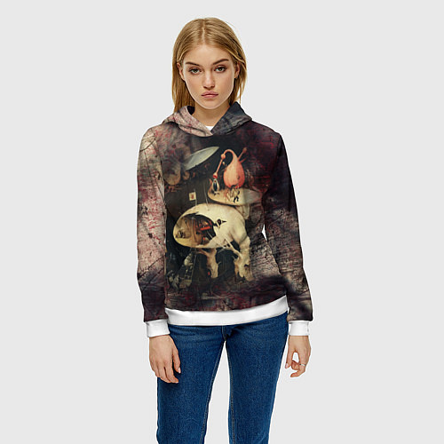 Женская толстовка Иероним Босх Сад земных наслаждений Фрагмент Hiero / 3D-Белый – фото 3